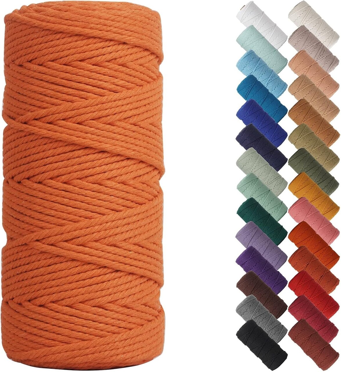 3mm x 109 Yards Natural Macrame Cord, Beige Cotton Rope for Wall Hangings, Plant Hangers, DIY Crafts & Knitting